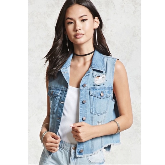 sleeveless denim jacket forever 21 